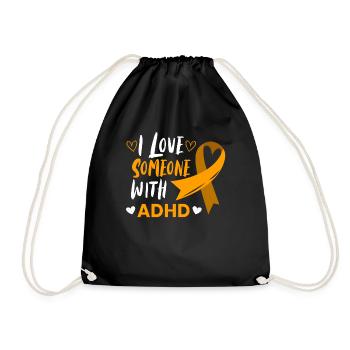 Ich Liebe Jemanden Mit ADHS Psychische Gesundheit - Turnbeutel - Schwarz - Vorne