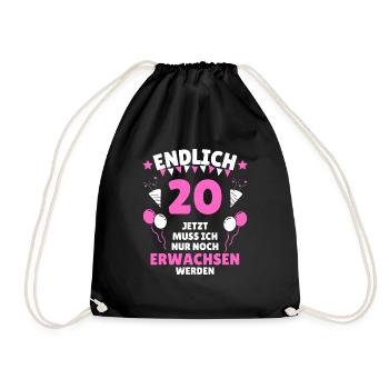 20. Geburtstag 20 Jahre Geschenk - Turnbeutel - Schwarz - Vorne