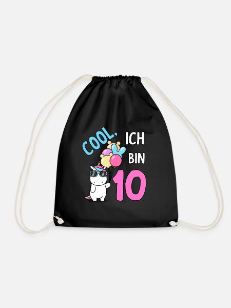 10. Geburtstag 10 Jahre Kindergeburtstag - Turnbeutel - Schwarz