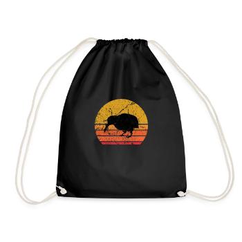 Rétro Soleil Kiwi oiseau de course Cadeau - Sac de sport léger - noir - Devant