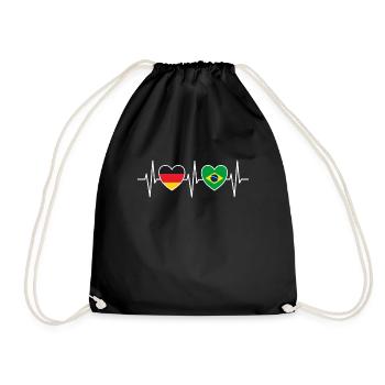 Heartbeat Germany and Brasil - Drawstring Bag - black - Front