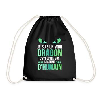 Dragon Costume Garçon Fille Cadeau Humour - Sac de sport léger - noir - Devant