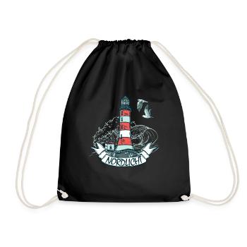 Nordlicht Moin Norddeutsch Norden Möwen Geschenk - Turnbeutel - Schwarz - Vorne