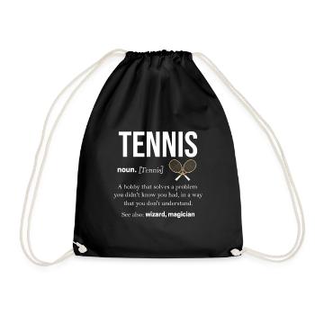 Tennis Tennis Ball Sports Topspin Wimbledon Forehand - Drawstring Bag - black - Front