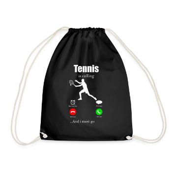 Tennis Tennis Ball Sports Topspin Wimbledon Forehand - Drawstring Bag - black - Front