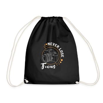Never Lose Focus Photography Photographer Gift - Drawstring Bag - black - Front