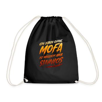 Mofa Mofafahrer Moped Mopedfahrer Geschenk - Turnbeutel - Schwarz - Vorne