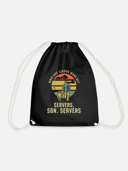 Programmer Father and Son Cloud Server - Drawstring Bag - black