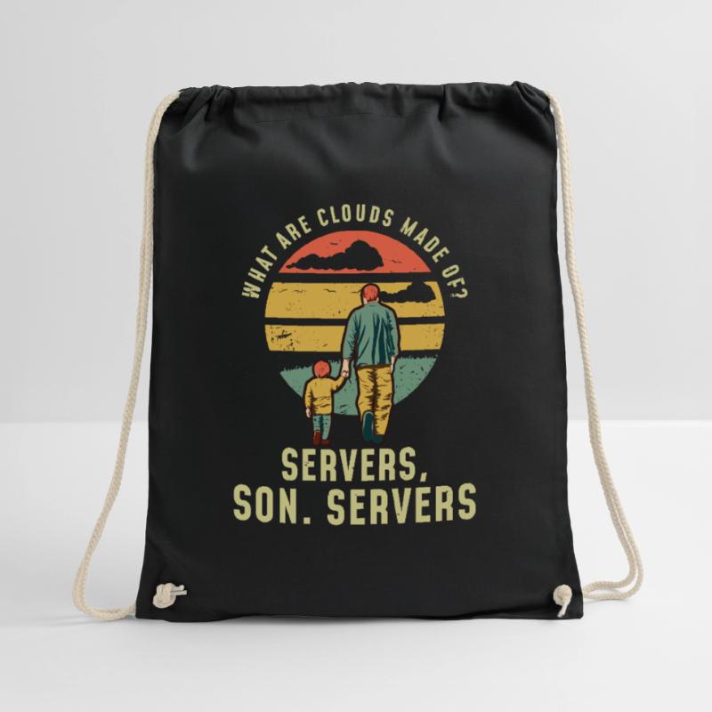 Programmer Father and Son Cloud Server Drawstring Bag