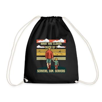 Programmer Papa - Clouds Server Son - Drawstring Bag - black - Front