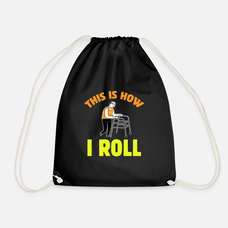 Funny Old People So I Roll Older Gag Old - Drawstring Bag - black