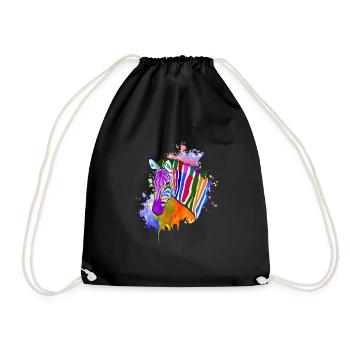 Rainbow Zebra Shirt Colorful - Drawstring Bag - black - Front