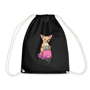 Chihuahua on motorcycle - Drawstring Bag - black - Front
