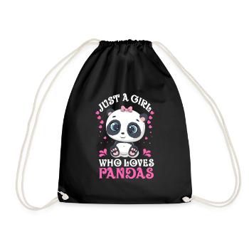 La fille aime panda ours panda mignon panda ours cadeau classique - Sac de sport léger - noir - Devant
