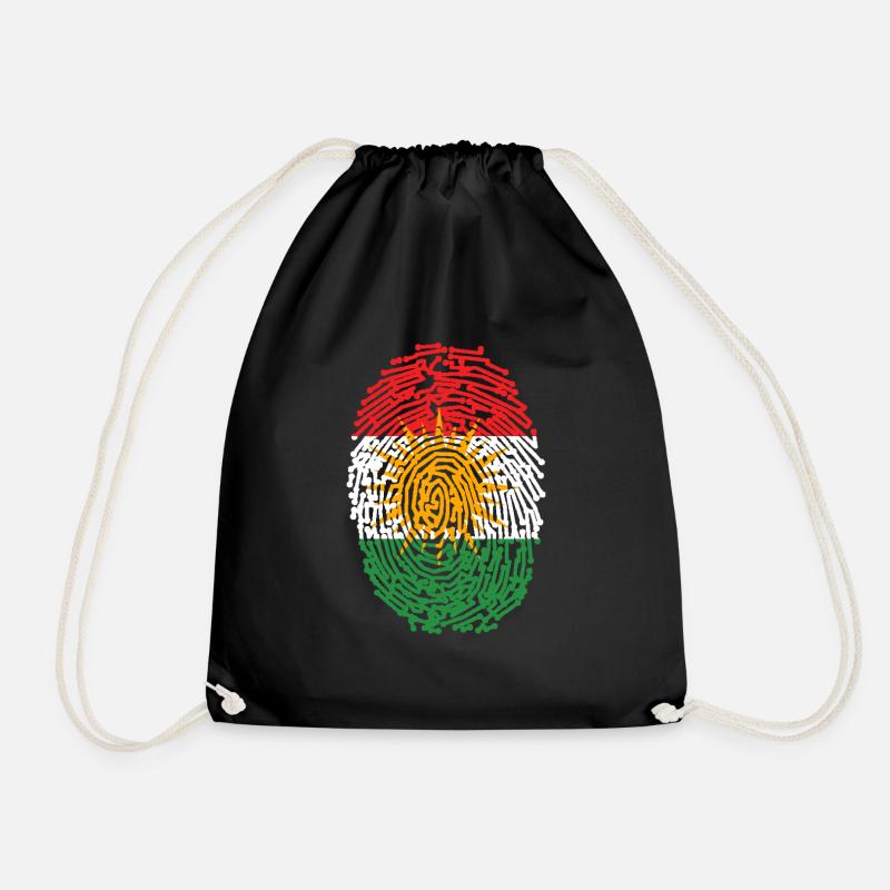 Kurdi Fingerprint Kurdish - Drawstring Bag - black