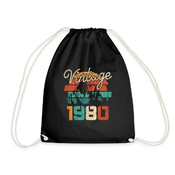 1980 Vintage - Turnbeutel - Schwarz - Vorne