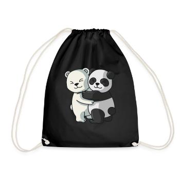 Eisbär mit Pandabär Liebe süßes Partneroutfit - Turnbeutel - Schwarz - Vorne
