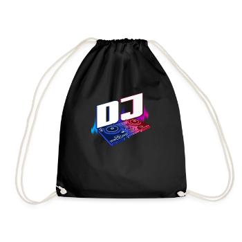 DJ Music Disco Deejay Turntable Gift - Drawstring Bag - black - Front