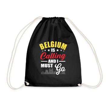 Belgium - Drawstring Bag - black - Front