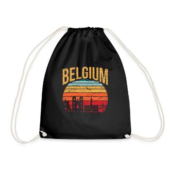 Belgium Europe Gift Idea - Drawstring Bag - black - Front