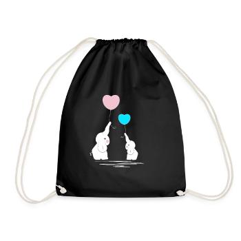 elefant elefanten baby geburt geschenk - Turnbeutel - Schwarz - Vorne