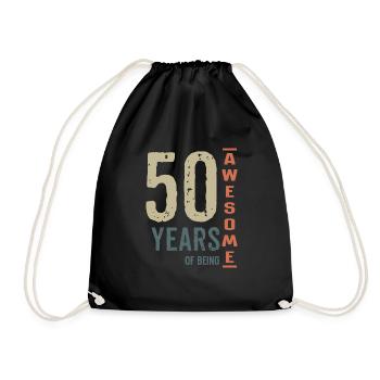 50 YEARS OF BEING AWESOME - Drawstring Bag - black - Front