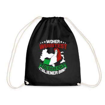 Italien Flagge Tshirt Sprüche Sizilien Mailand Rom - Turnbeutel - Schwarz - Vorne