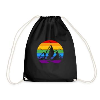 Find a Rainbow Day Mountain Birds - Drawstring Bag - black - Front