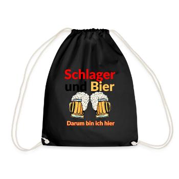 Schlager Karneval Fasching Party Mann Bekleidung - Turnbeutel - Schwarz - Vorne