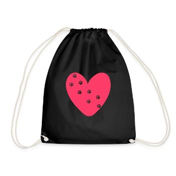 Heart Paws - Drawstring Bag - black - Front