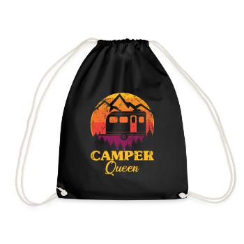 Camper Queen Schwester Tochter Camping Vintage - Turnbeutel - Schwarz - Vorne