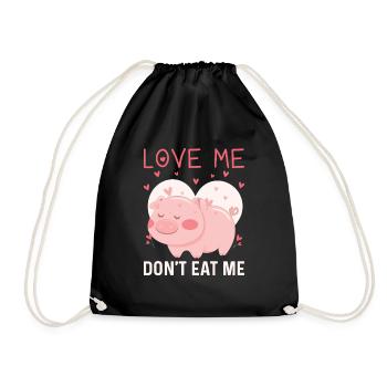 LOVE ME - don't eat me - Drawstring Bag - black - Front