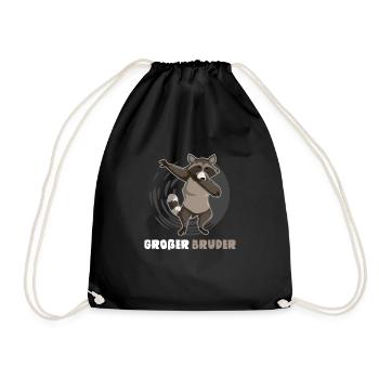 Kinder Großer Bruder Dabbing Waschbär Shirt - Turnbeutel - Schwarz - Vorne