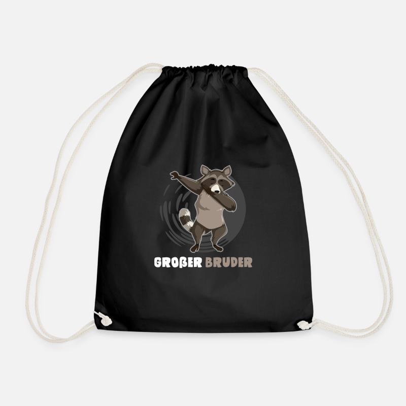 Kinder Großer Bruder Dabbing Waschbär Shirt - Turnbeutel - Schwarz