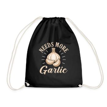 Garlic Vampire Fun Pun Needs More - Drawstring Bag - black - Front