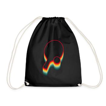 Retro Table Tennis Pingpong Paddle - Drawstring Bag - black - Front