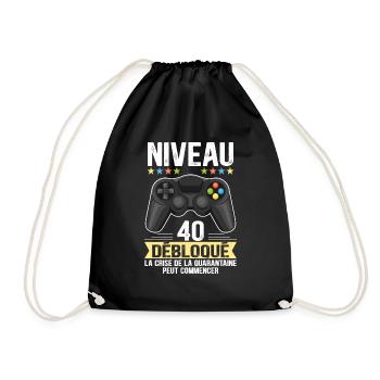 Cadeau Anniversaire 40 ans Humour Niveau Gamer - Sac de sport léger - noir - Devant