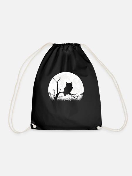 Eule Mond Schlafshirt Geschenk - Turnbeutel - Schwarz