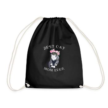 Mother's Day Cats Mom Mom Cat Mom - Drawstring Bag - black - Front