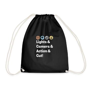 Movies Lights Camera Action Cut - Drawstring Bag - black - Front