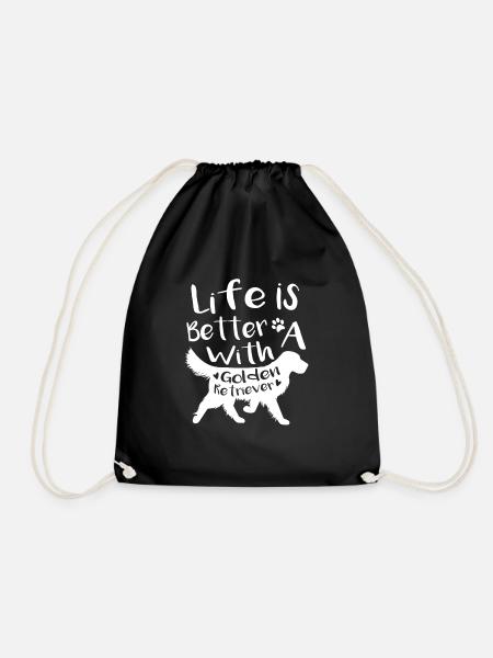 Life is bette with a golden retriever - Turnbeutel - Schwarz