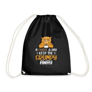 Kaffee Kaffeebohne Grumpy Katze Büro Montag - Turnbeutel - Schwarz - Vorne