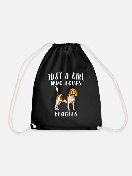 Im Just A Girl Who Loves Beagles Dog Lover - Drawstring Bag - black