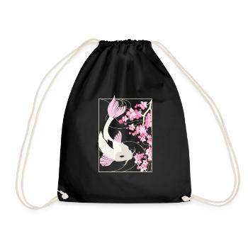 Vintage Cherry Blossom Woodblock Japanese Fish - Sac de sport léger - noir - Devant