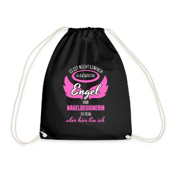 Nageldesignerin Engel - Turnbeutel - Schwarz - Vorne
