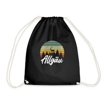 Allgäu Hirsch Design Lustiges Geschenkidee Bayern - Turnbeutel - Schwarz - Vorne