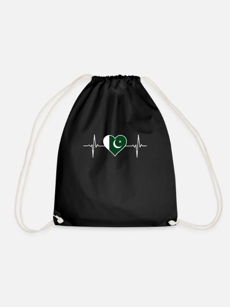 Herzschlag Pakistan Flagge Geschenk - Turnbeutel - Schwarz