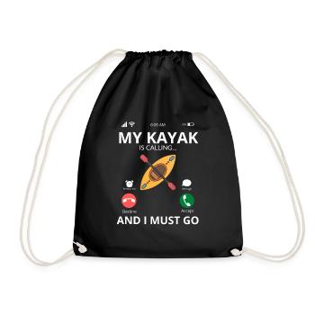Mein Kayak Ruft Kajak Kajakfahrer - Turnbeutel - Schwarz - Vorne