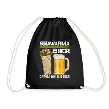 Shawarma und Bier Darum bin ich hier Design - Turnbeutel - Schwarz - Vorne