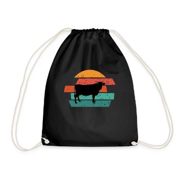 Cow Cows Farmer Farmer Beef Farmer Animal - Drawstring Bag - black - Front